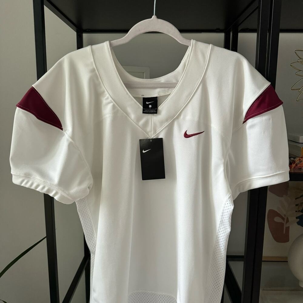 Nike Vapor Pro White Maroon Short Sleeves Football Training Jersey Men’s Large - Picture 2 of 9